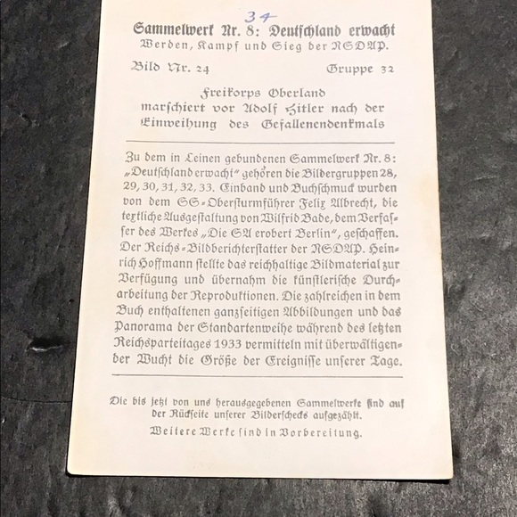 Rare Pre WW2 German Tobacco Propaganda Card 5x3.25in - Picture 3 of 4